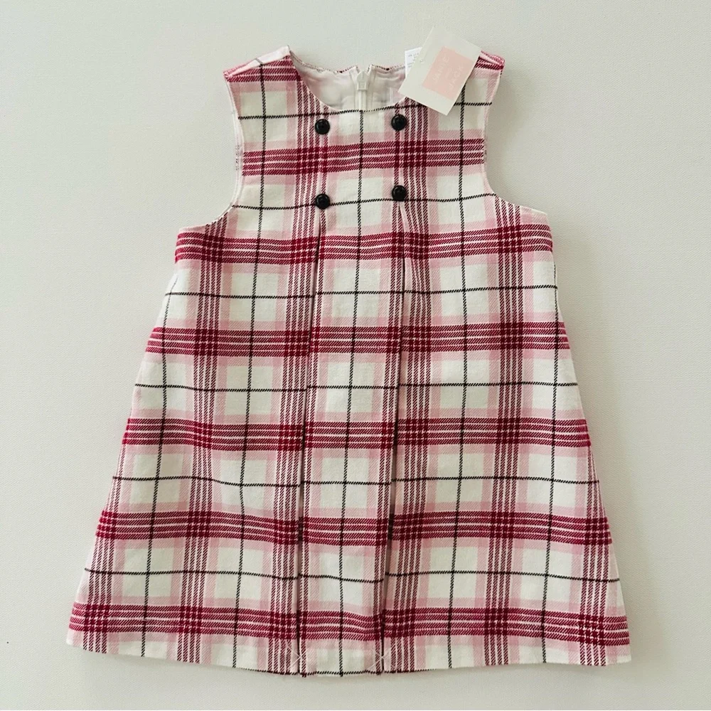 Janie and Jack 3-6 Months Baby Girl Pink Plaid Dress NWT
